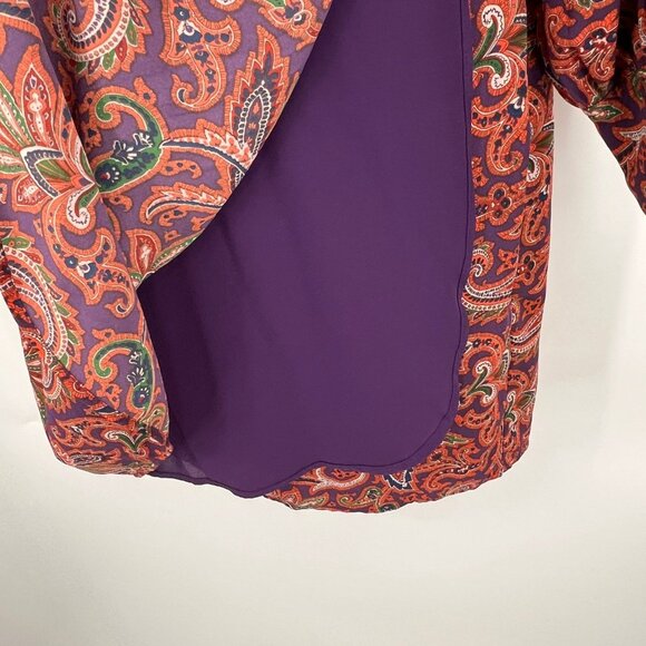 Lauren Ralph Lauren Double Faced Georgette Wrap Dress Size 14 Orange Print - Picture 7 of 14